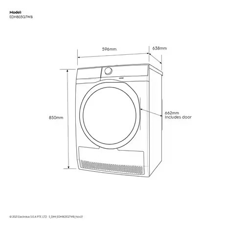 Máy sấy quần áo Electrolux 8kg  EDH803Q7WB