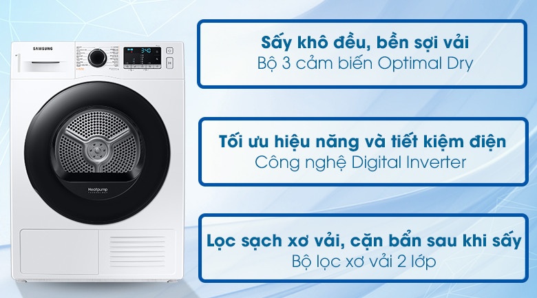 Máy Sấy Bơm Nhiệt Heatpump Samsung 9kg DV90TA240AE/SV