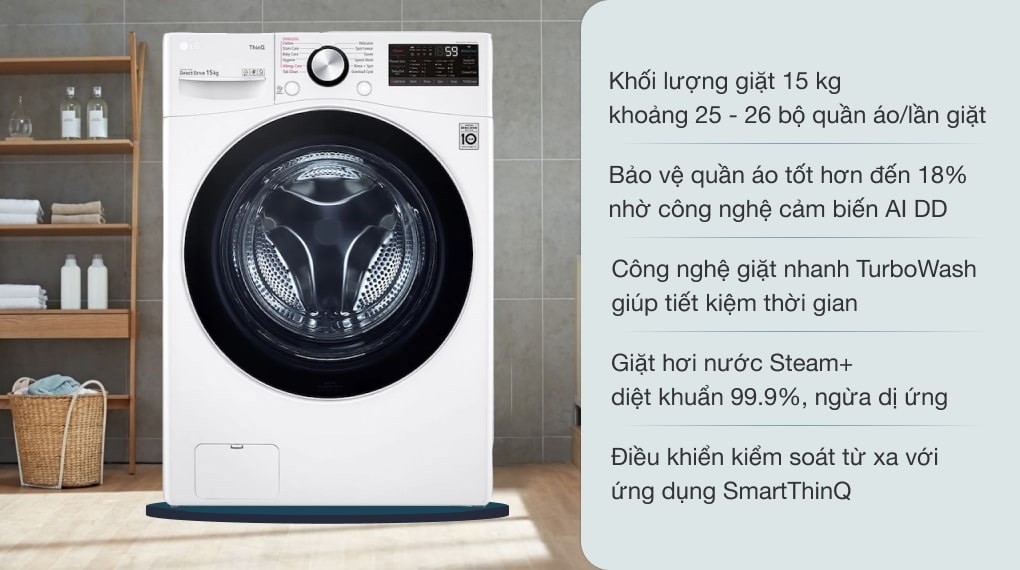 Máy Giặt LG 15KG F2515STGW