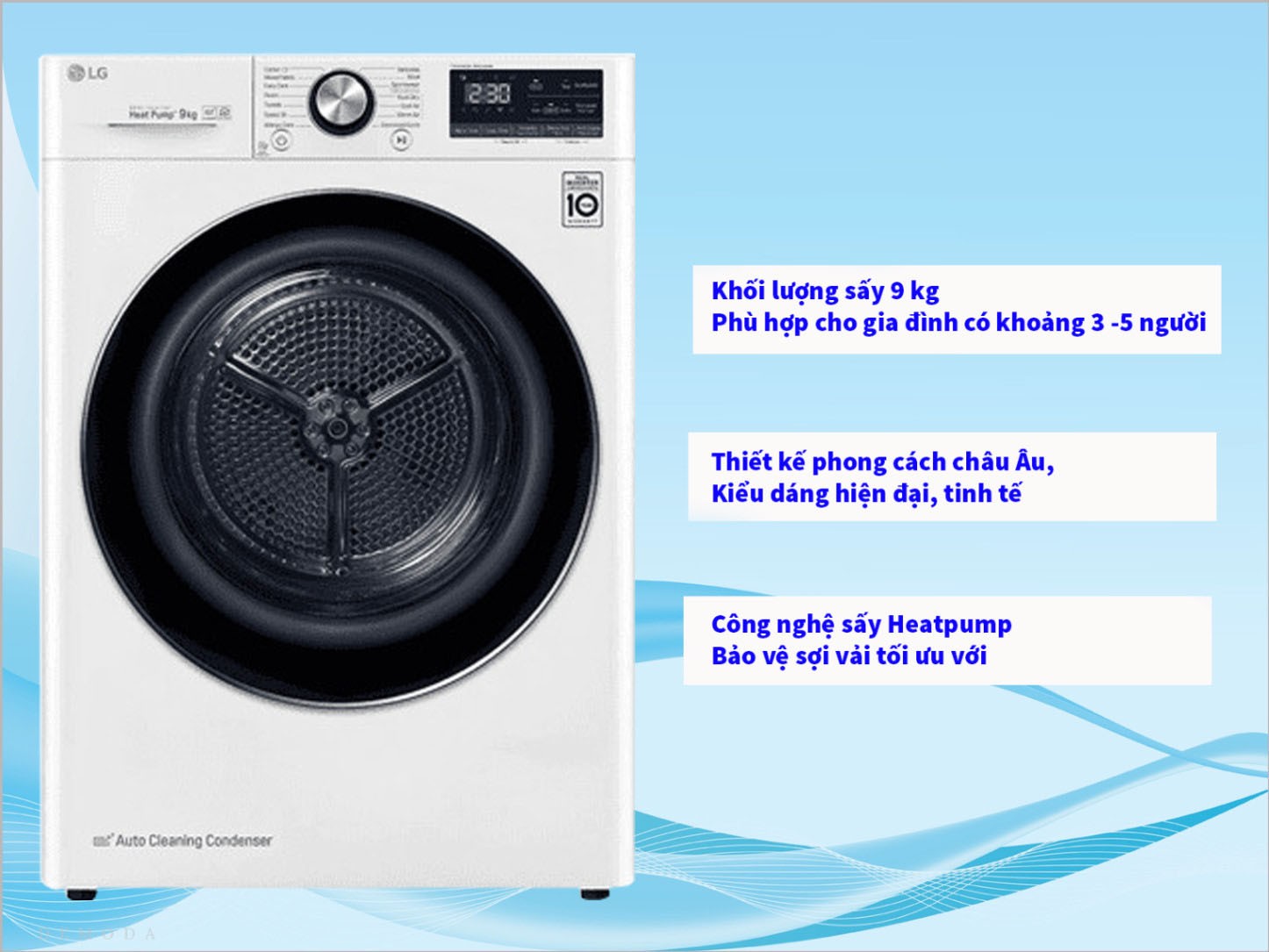 Máy sấy quần áo LG 9 Kg DVHP09W