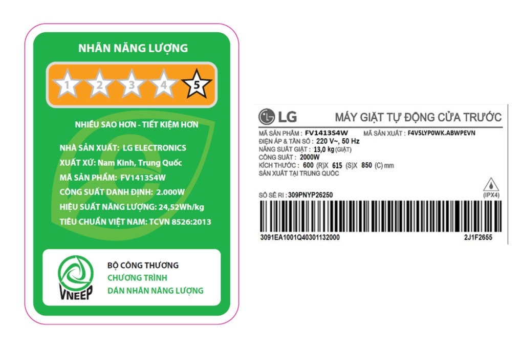 Máy giặt cửa ngang LG 13kg inverter FV1413S4W