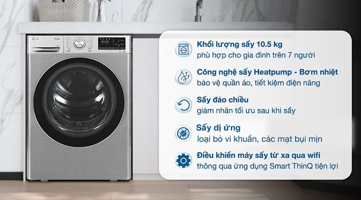 Máy sấy quần áo LG 10.5kg DVHP50P