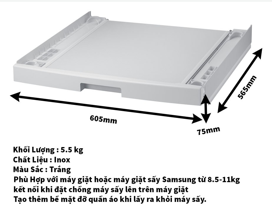 Bộ Kết Nối Máy Giặt Và Máy Sấy Samsung Màu Trắng SKK-DD