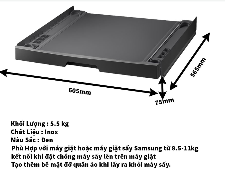 Bộ Kết Nối Máy Giặt Và Máy Sấy Samsung Màu Đen SKK-UUB