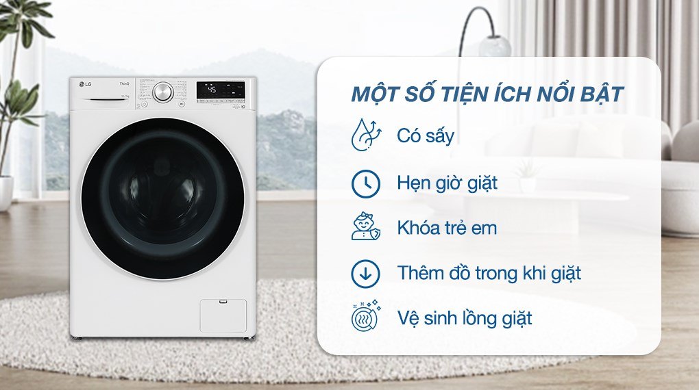 Máy giặt sấy LG Inverter 11 kg sấy 7kg  FV1411D4W