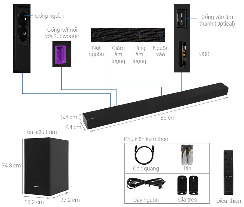 Bộ loa thanh Samsung HW-T420 150W