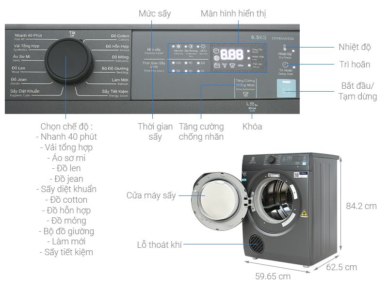 Máy sấy thông hơi Electrolux EDV854N3SB