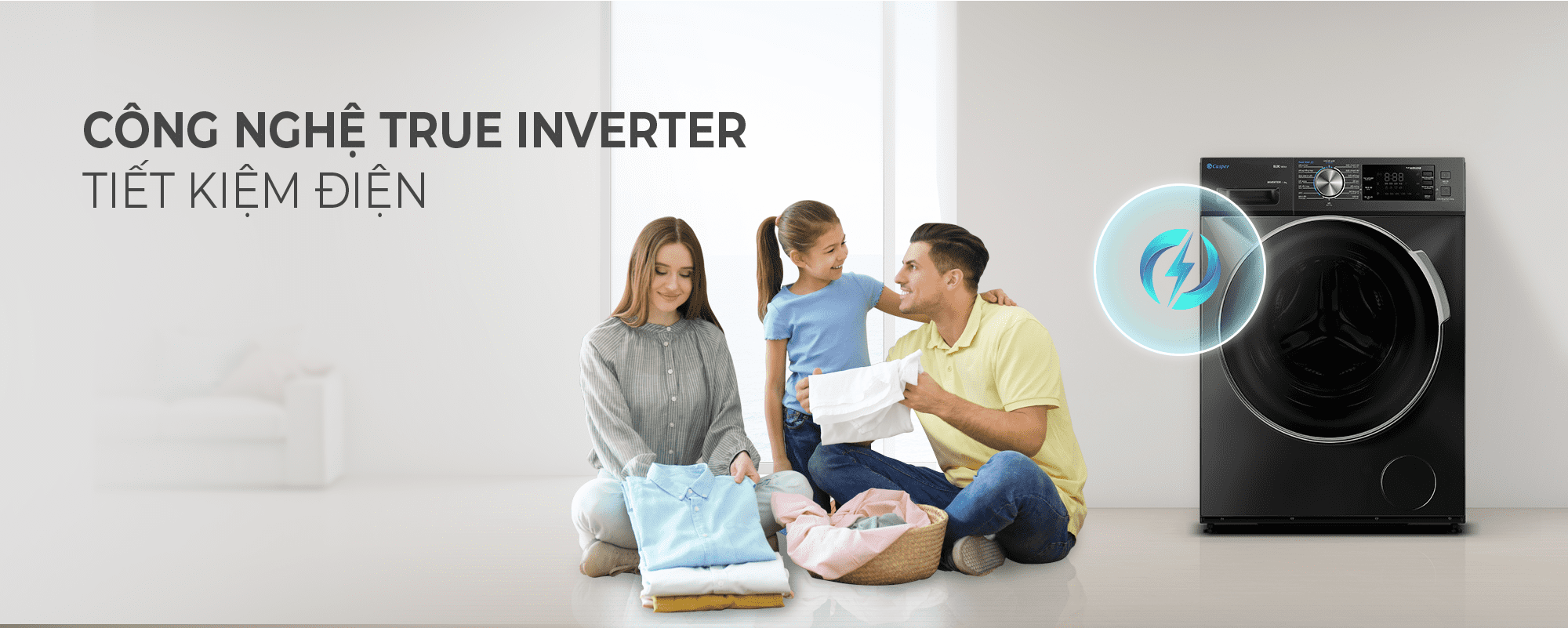 Máy giặt lồng ngang Casper inveter 10,5kg WF-105i150BGB