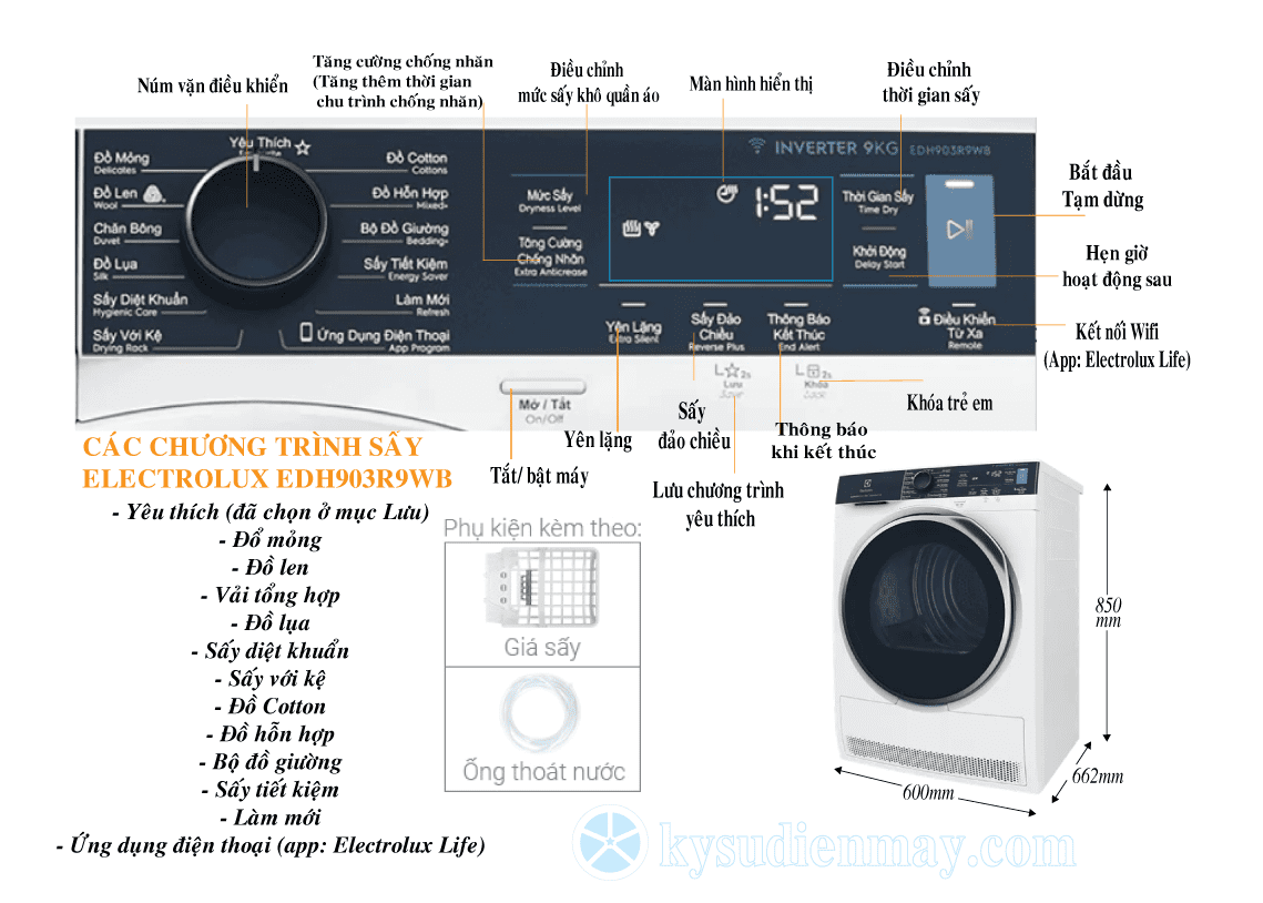 Máy sấy Heatpump Electrolux EDH903R9WB