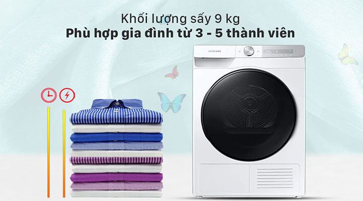 Máy sấy Heat pump-bơm nhiệt Samsung 9kg DV90T7240BH/SV