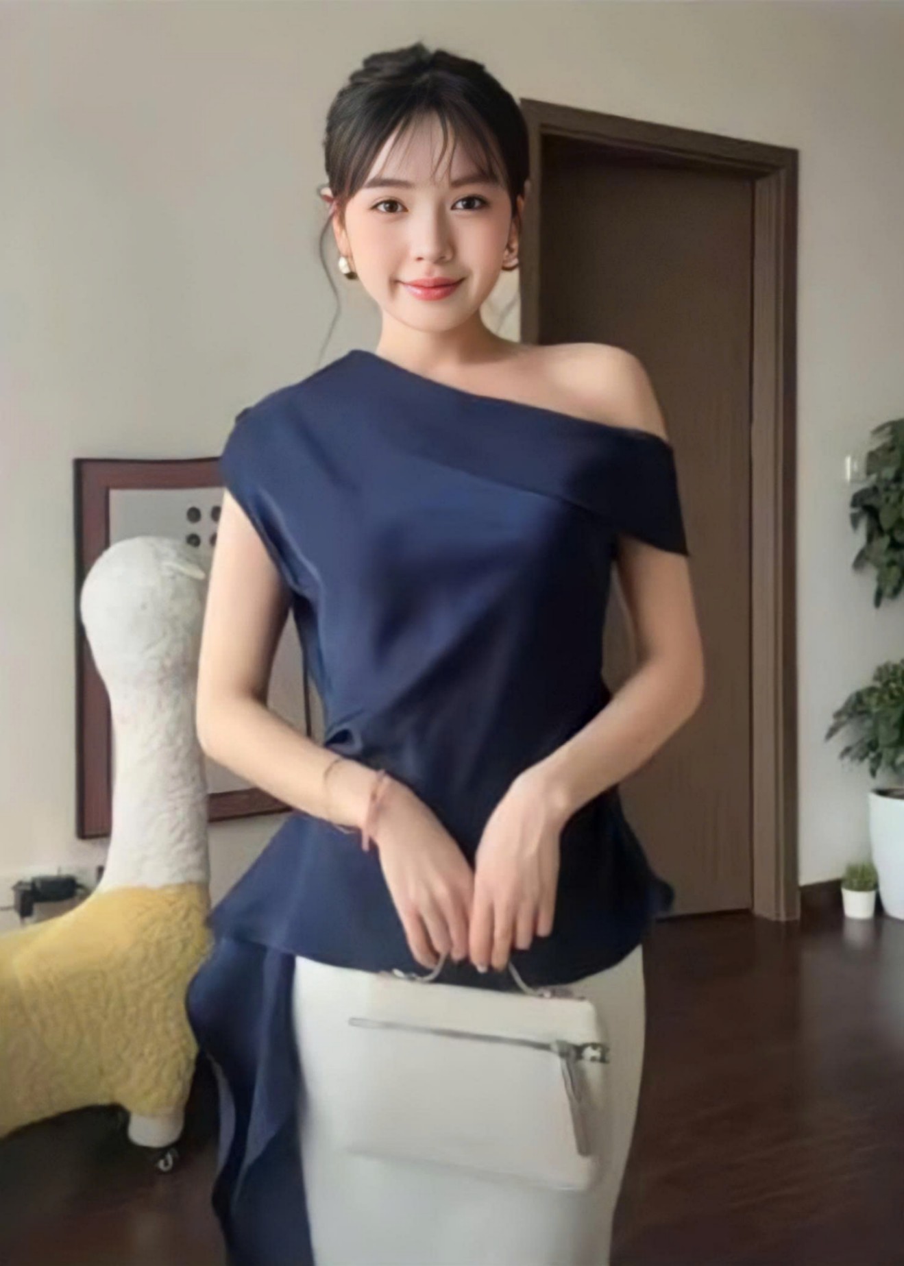 Áo Lụa Lệch Vai TN3110