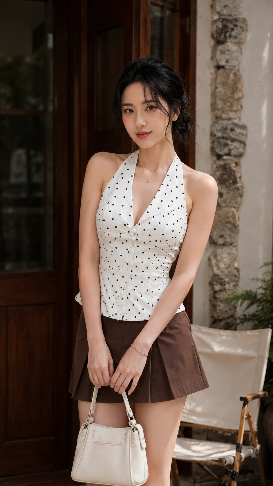 ÁO CORSET CỔ BẺ KEM BI, PHỐI NÚT BỌC CÓ MÚT TN3262