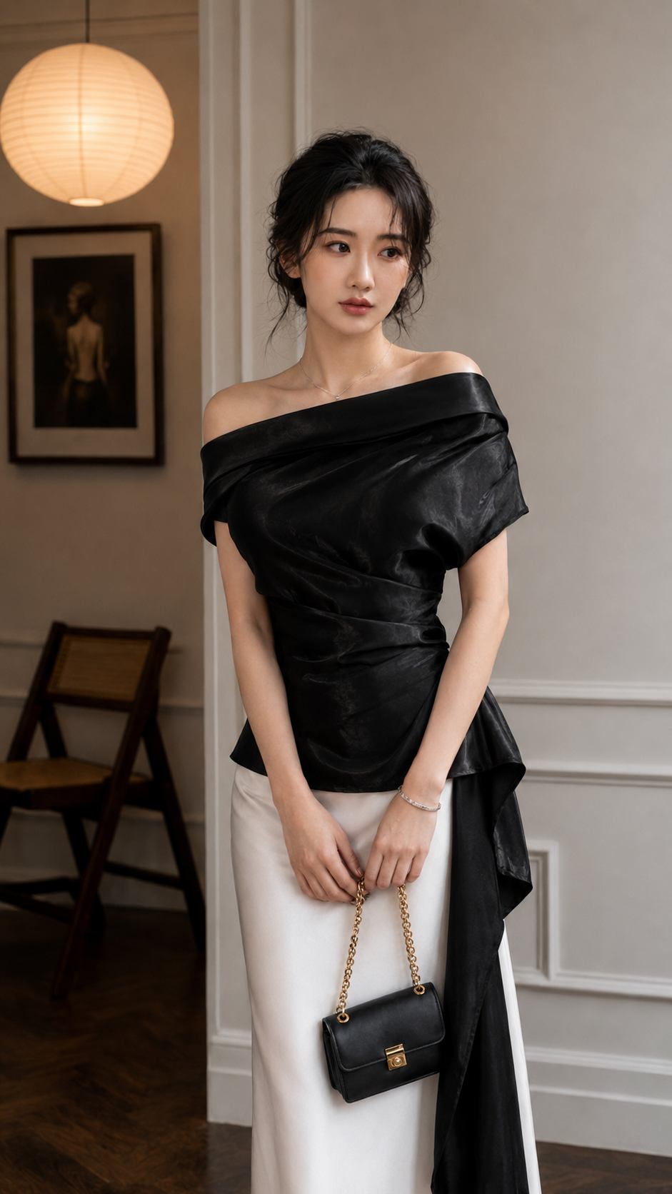 Áo Lụa Lệch Vai