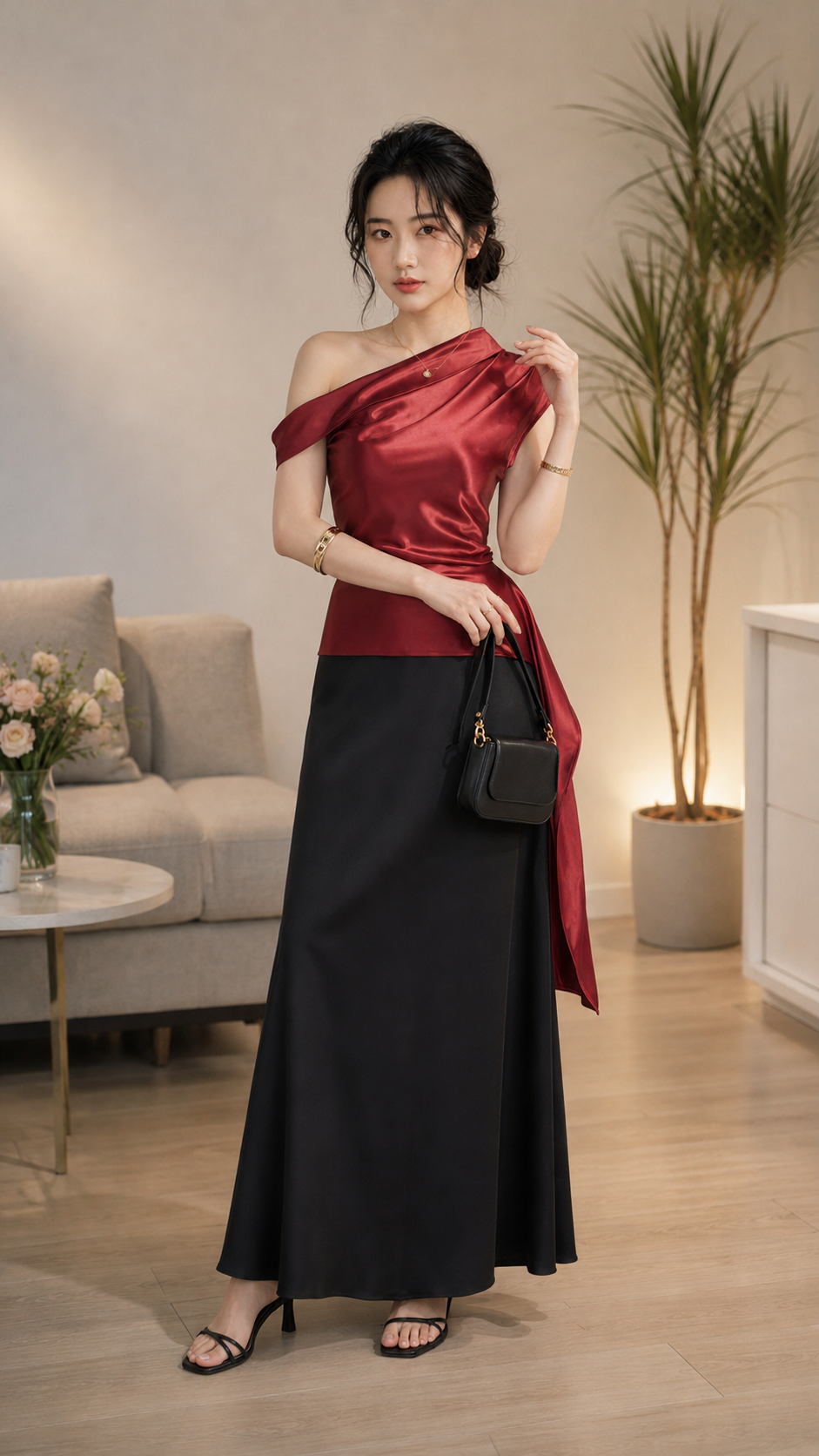 Áo Lụa Lệch Vai TN3110