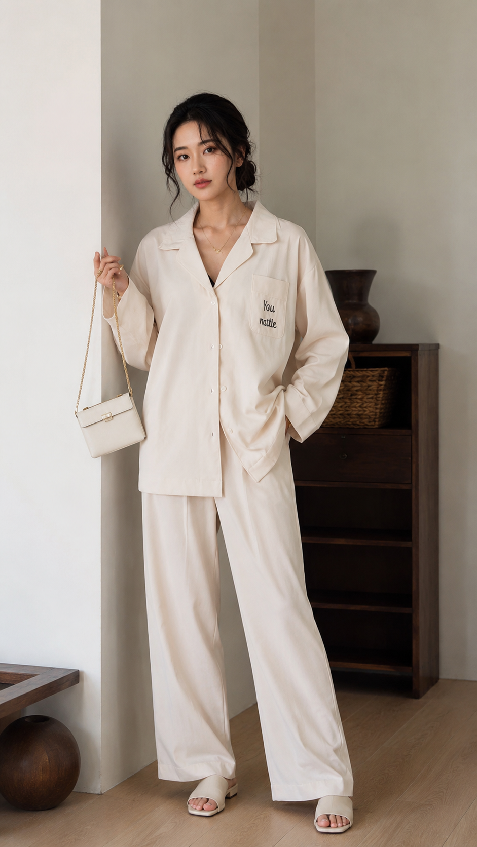 Bộ Ngủ Dài Cao Cấp Thêu Chữ TN1705
