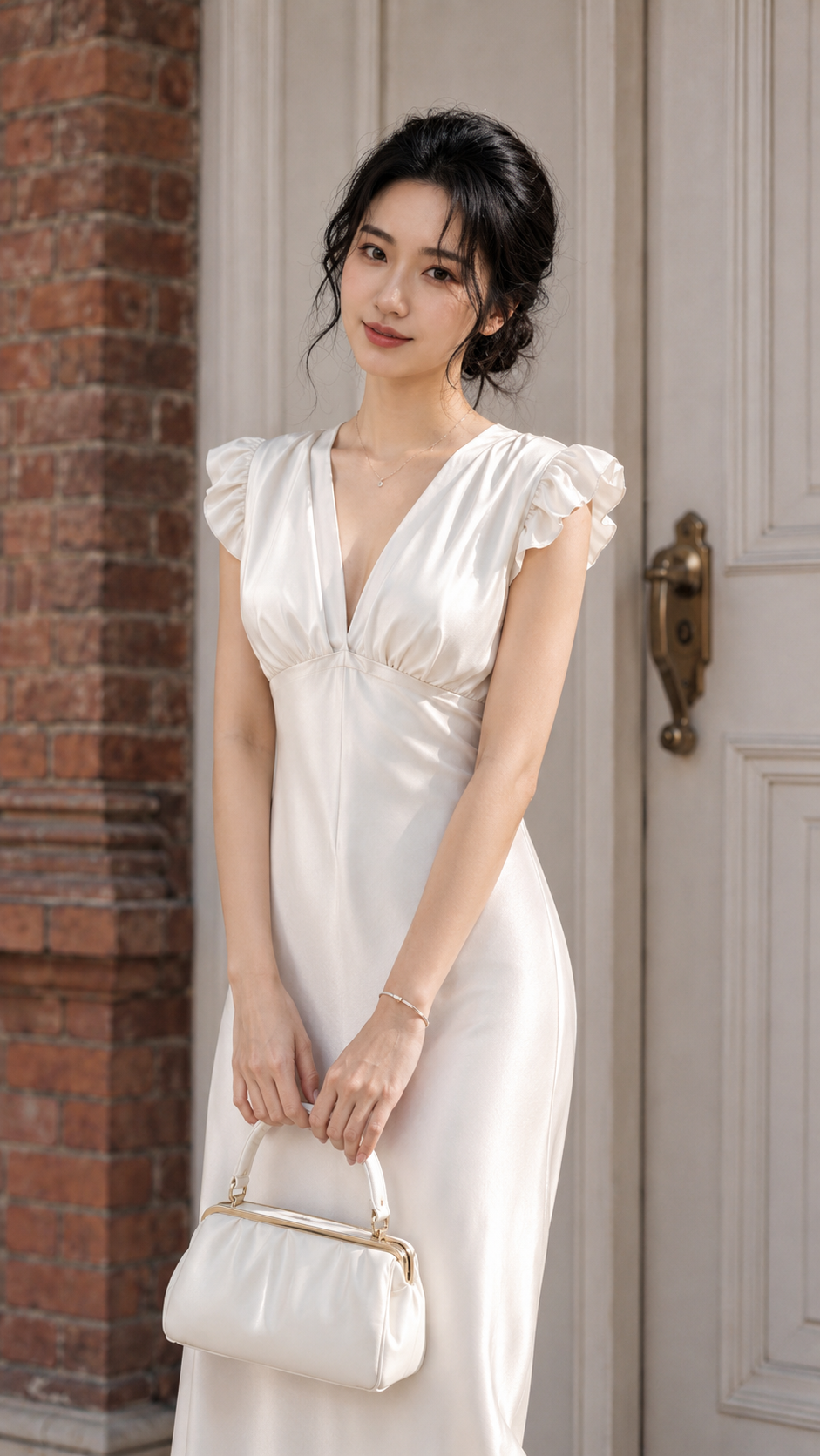 Đầm Lụa Cổ Tim Phối Ren