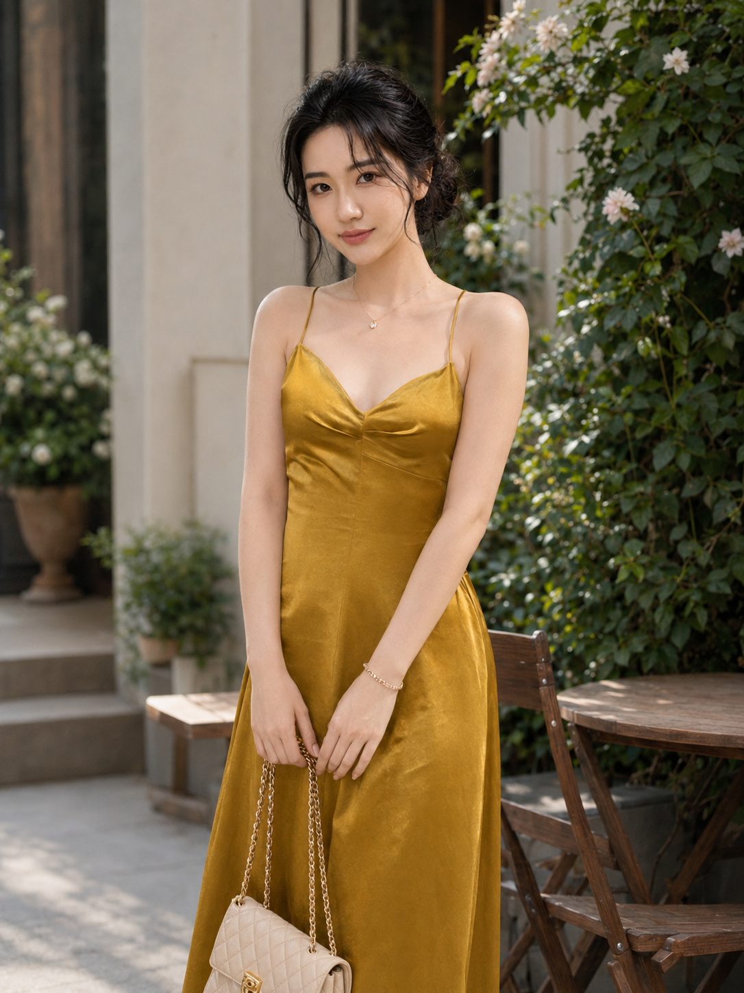 Đầm Maxi 2 Dây Hở Lưng Phối Tà Sóng Dáng Dài LUXE TN3147