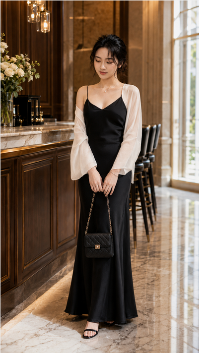 Đầm lụa 2 dây tô châu