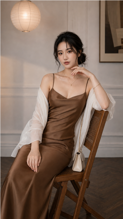 Đầm lụa 2 dây tô châu