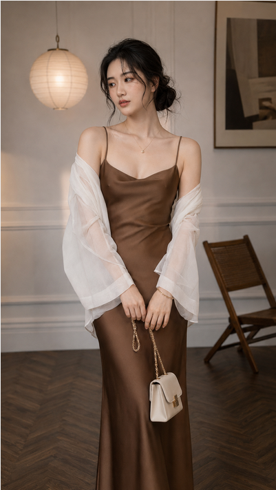 Đầm lụa 2 dây tô châu