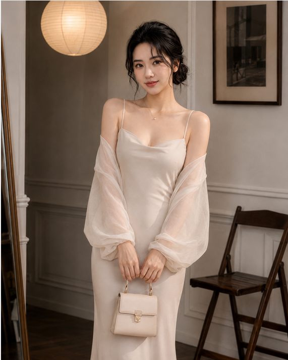 Đầm lụa 2 dây tô châu