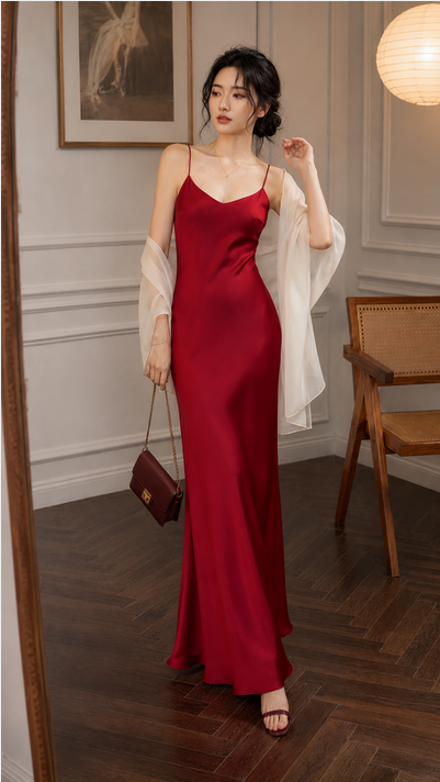 Đầm lụa 2 dây tô châu