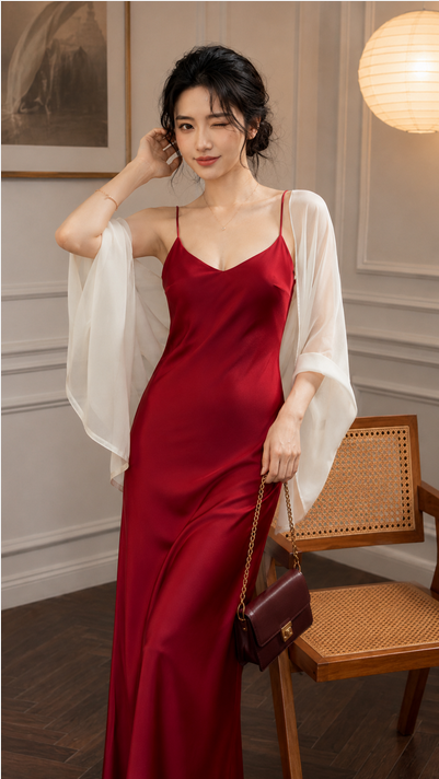 Đầm lụa 2 dây tô châu
