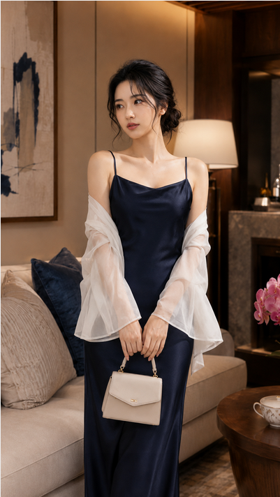 Đầm lụa 2 dây tô châu