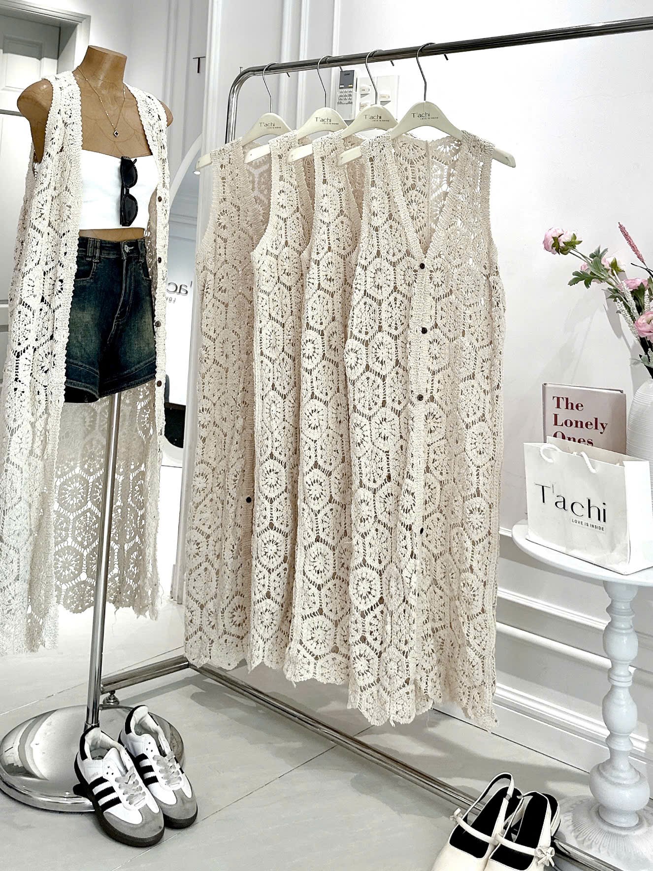 Set Áo len móc cánh dơi dài TN3234
