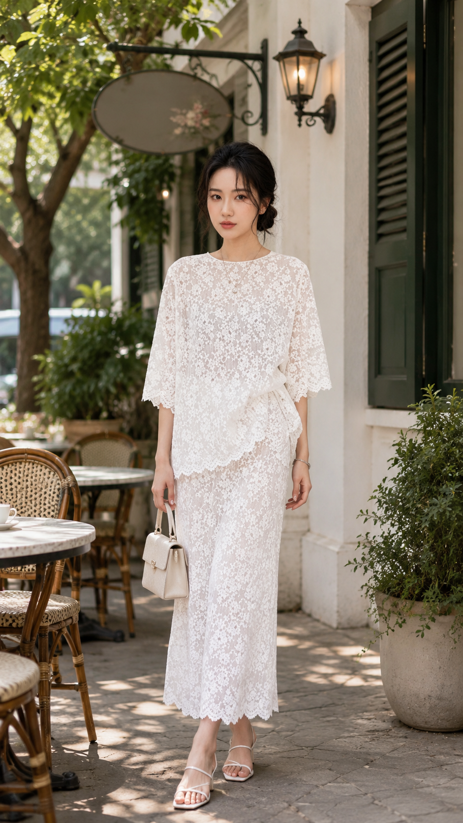 Set Áo Tay Lỡ + Chân Váy Ren Cao Cấp TN1718