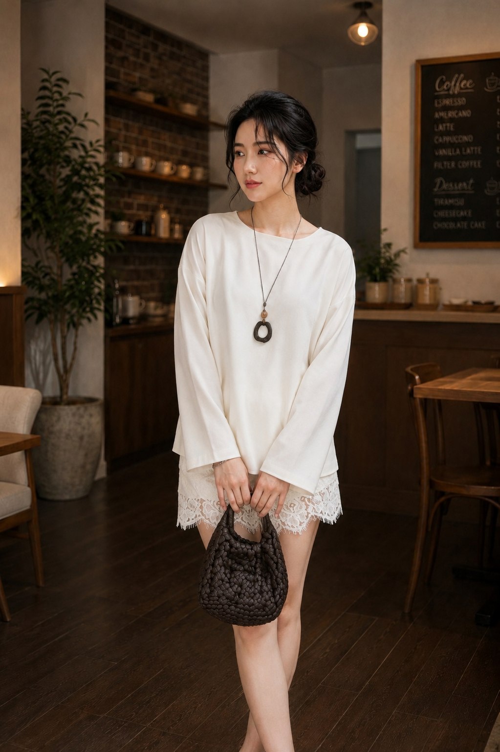Set Lụa Tô Châu Áo Tay Dài Và Quần Mix Ren TN1721