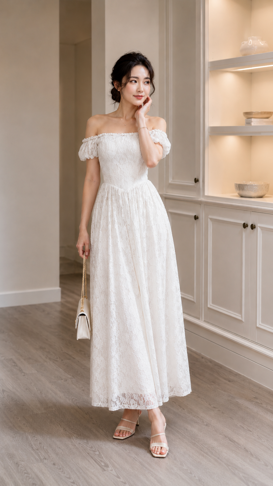 Đầm Maxi Ren Mặc 2 Kiểu Sang Cổ Điển
