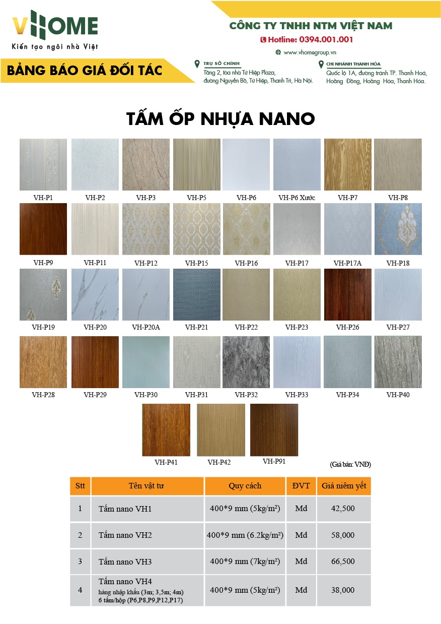 CATALOGUE TẤM ỐP NANO