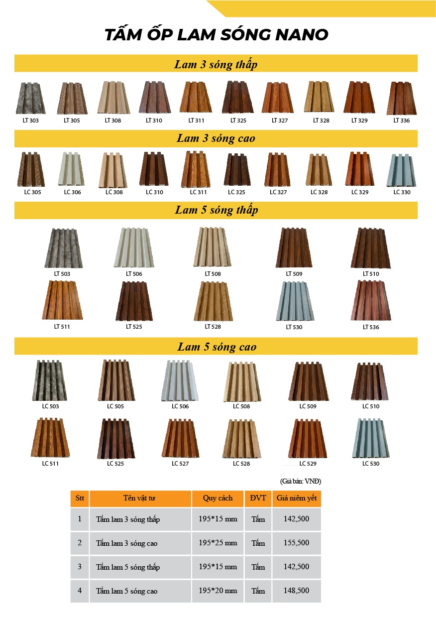 CATALOGUE TẤM LAM SÓNG
