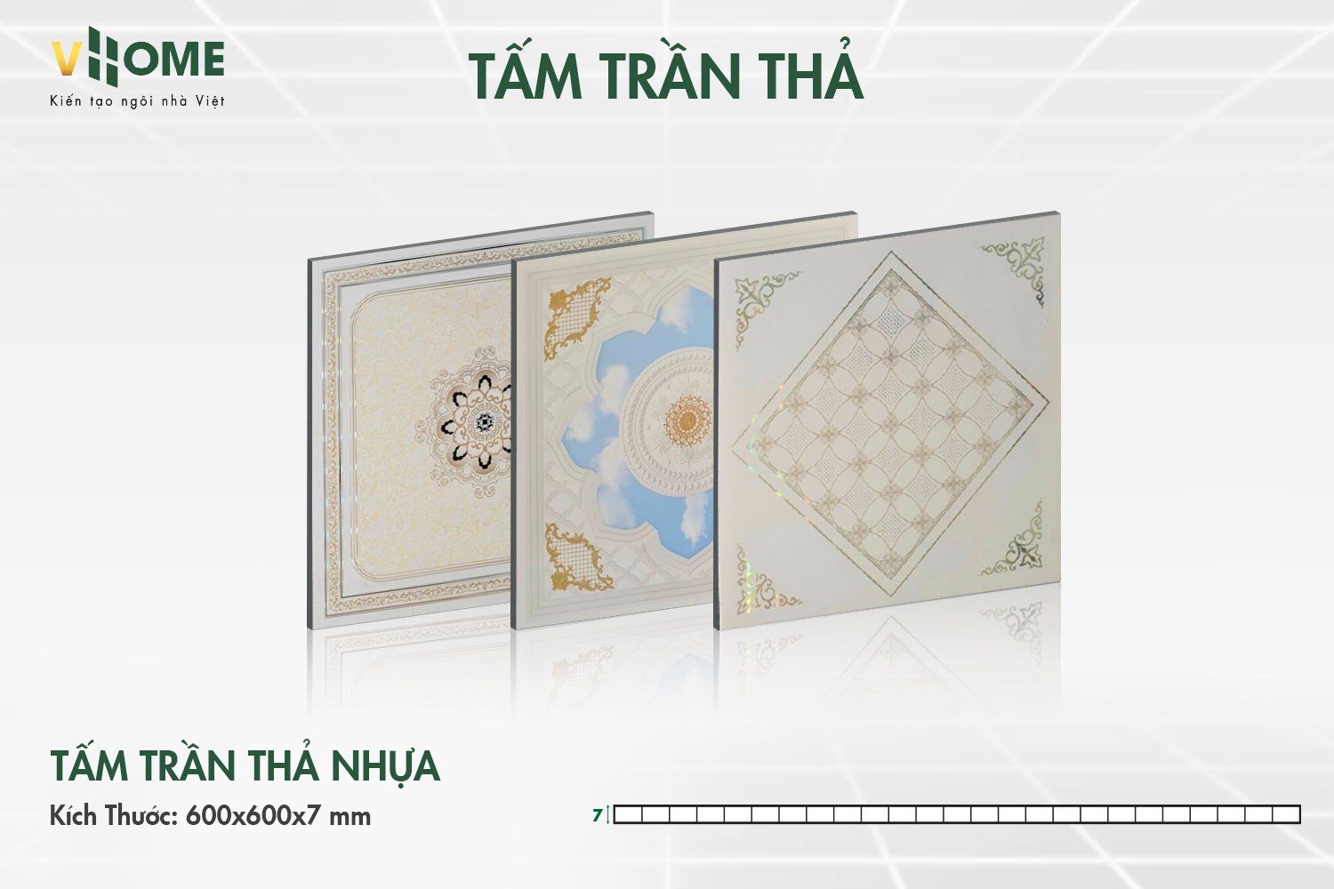 Tấm trần thả nhựa PVC VHOME - giải pháp thế hệ mới thay thế trần thạch cao