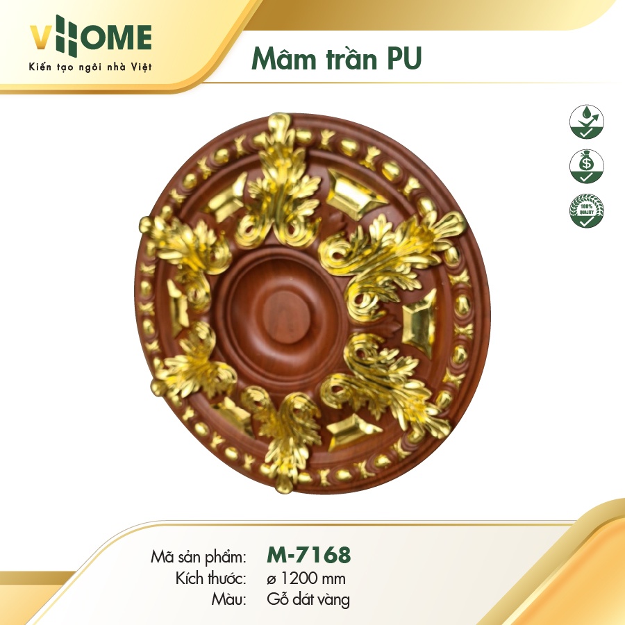 Mâm trần tròn - Vân gỗ dát Vàng - Vân Gỗ DV 7168