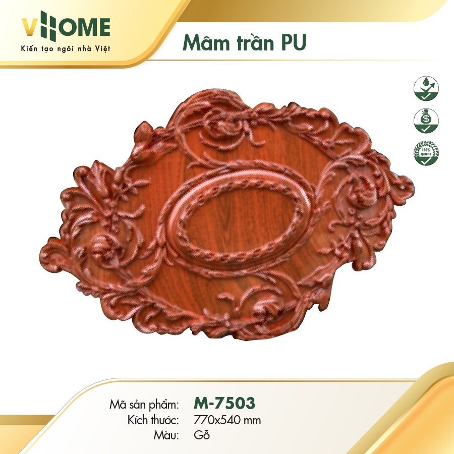 Mâm trần oval - Vân gỗ 7503