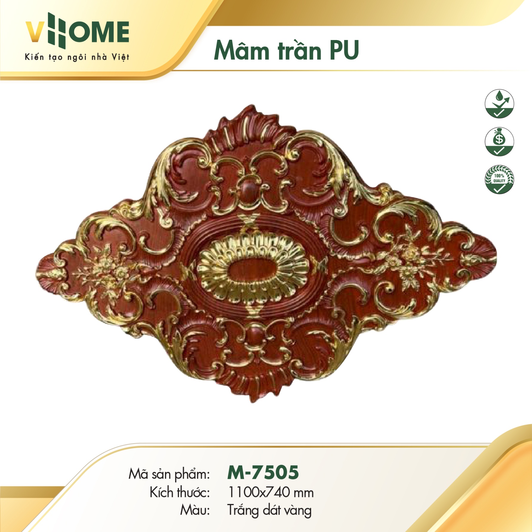 Mâm trần hình thoi - Vân gỗ 7505