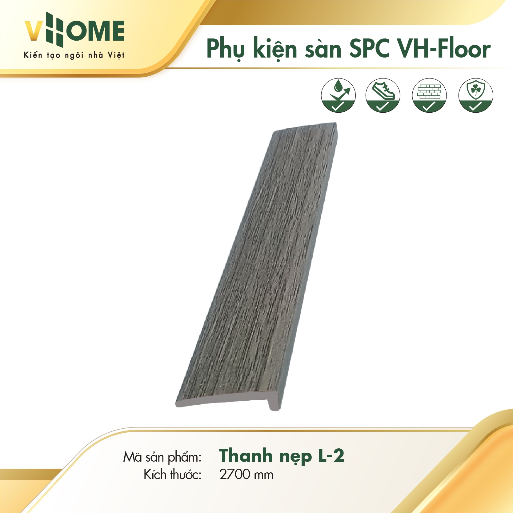 Nẹp L - PK sàn nhựa SPC - Ghi