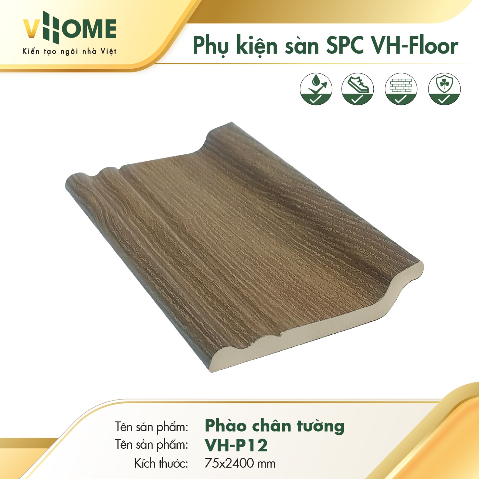 Phào chân tường - PK sàn nhựa SPC - Nâu