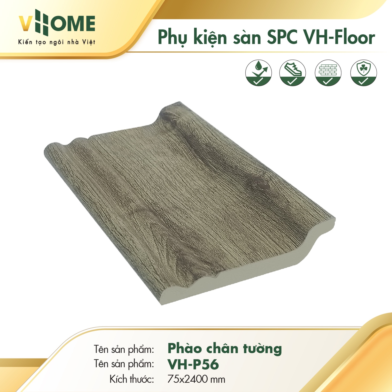 Phào chân tường - PK sàn nhựa SPC - Ghi