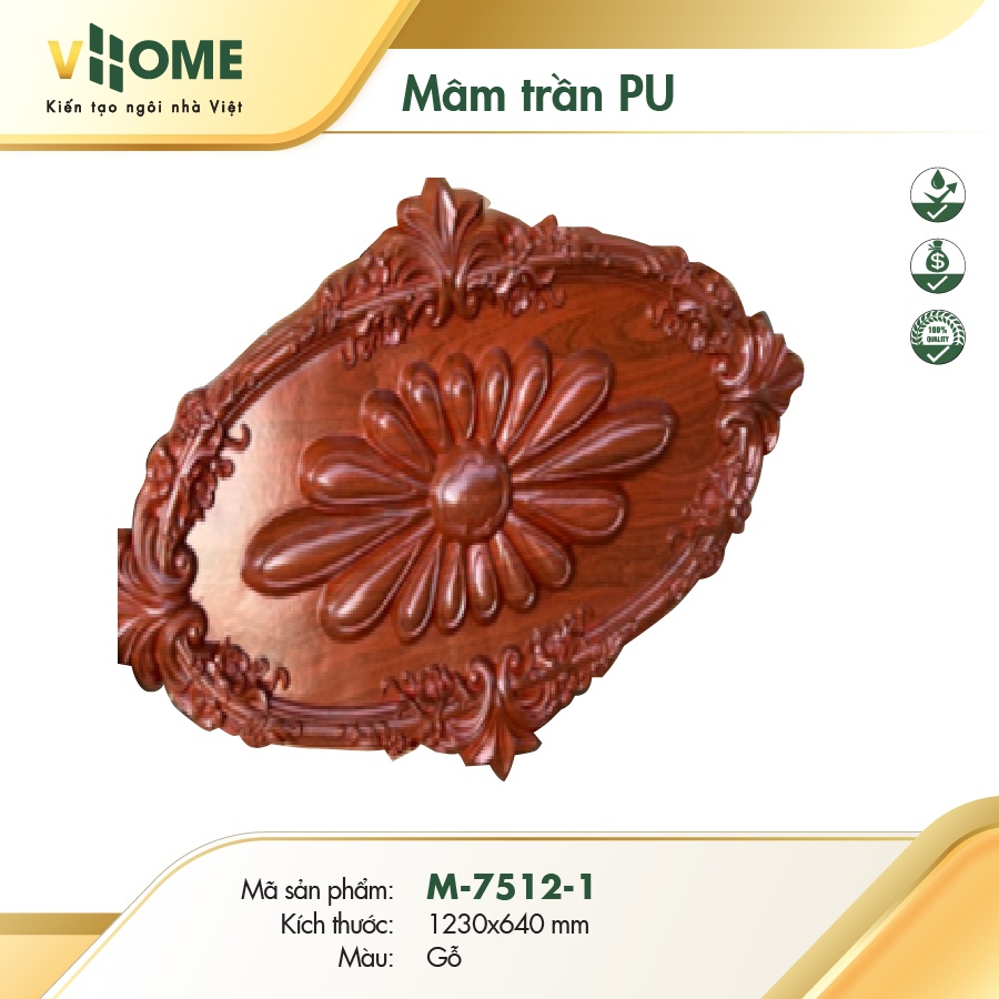 Mâm trần oval - Vân gỗ 7512-1