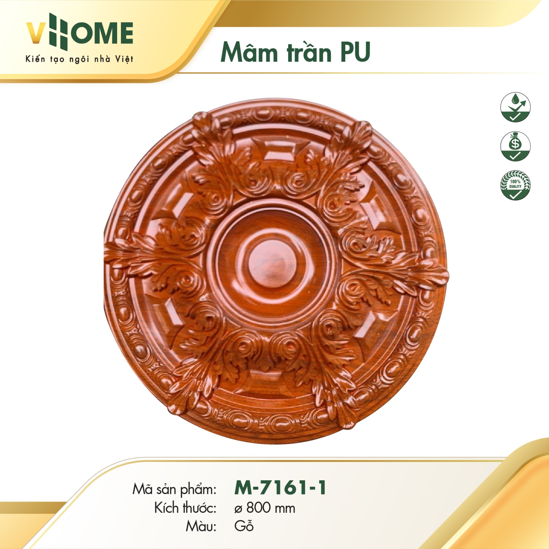 Mâm trần tròn - Vân gỗ - Vân Gỗ 7161-1