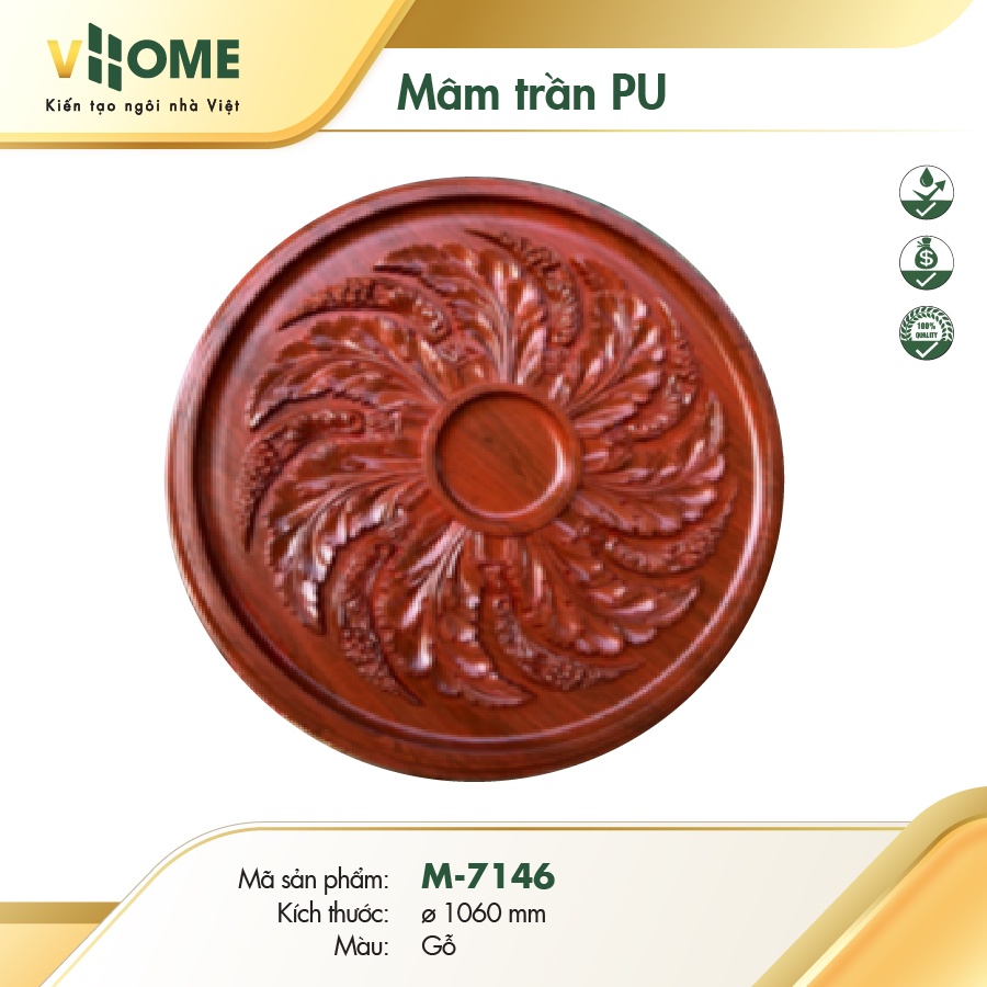 Mâm trần tròn - Vân gỗ - Vân Gỗ 7146