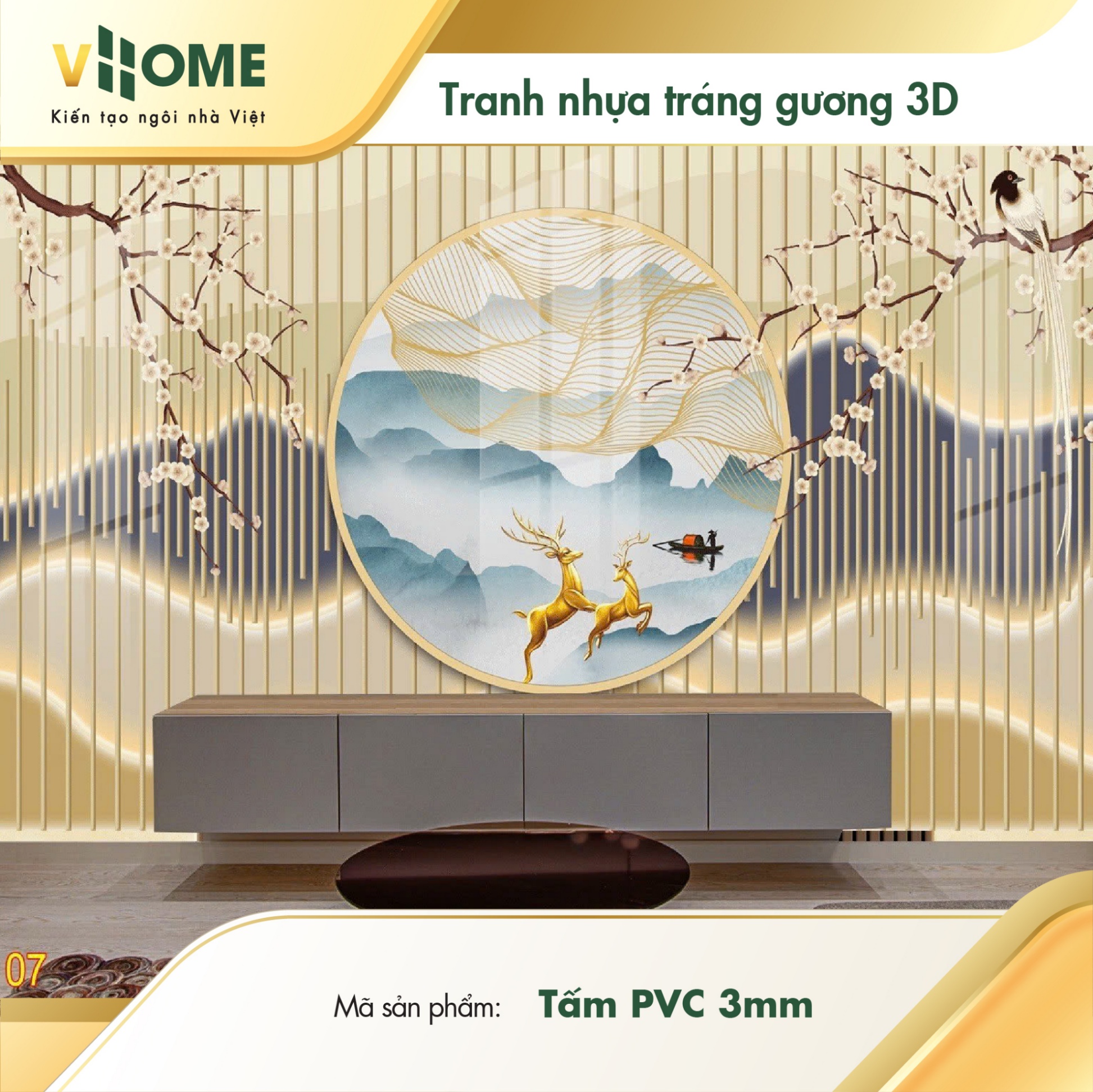 Tranh nhựa tráng gương 3D - Tấm PVC 3mm