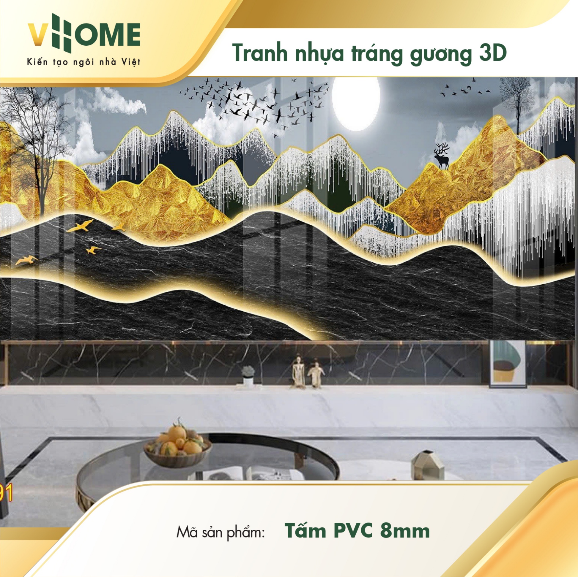 Tranh nhựa tráng gương 3D - Tấm PVC 8mm