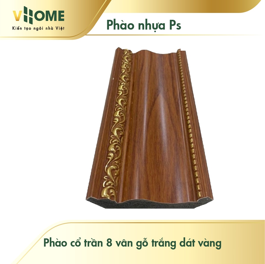 Phào cổ trần 8 vân gỗ dát vàng