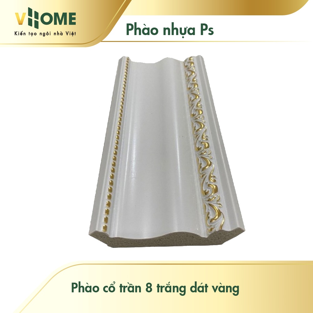 Phào cổ trần 8 trắng dát vàng