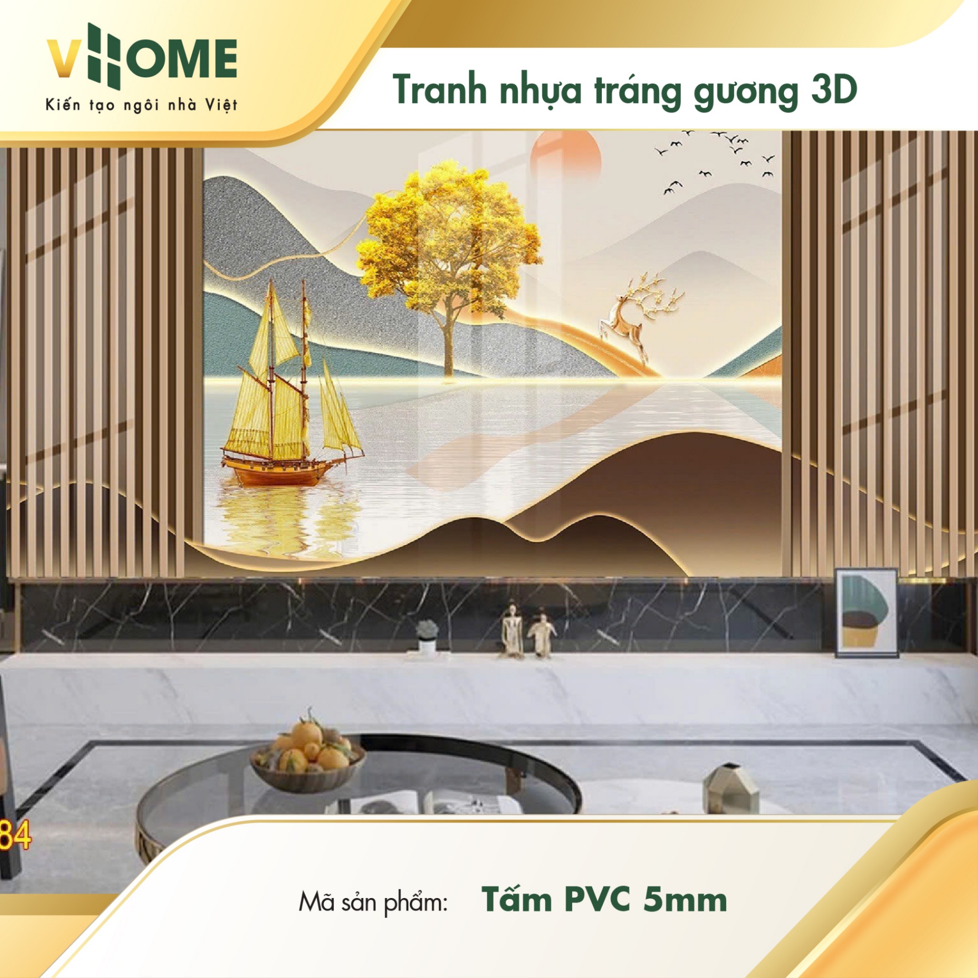 Tranh nhựa tráng gương 3D - Tấm PVC 5mm