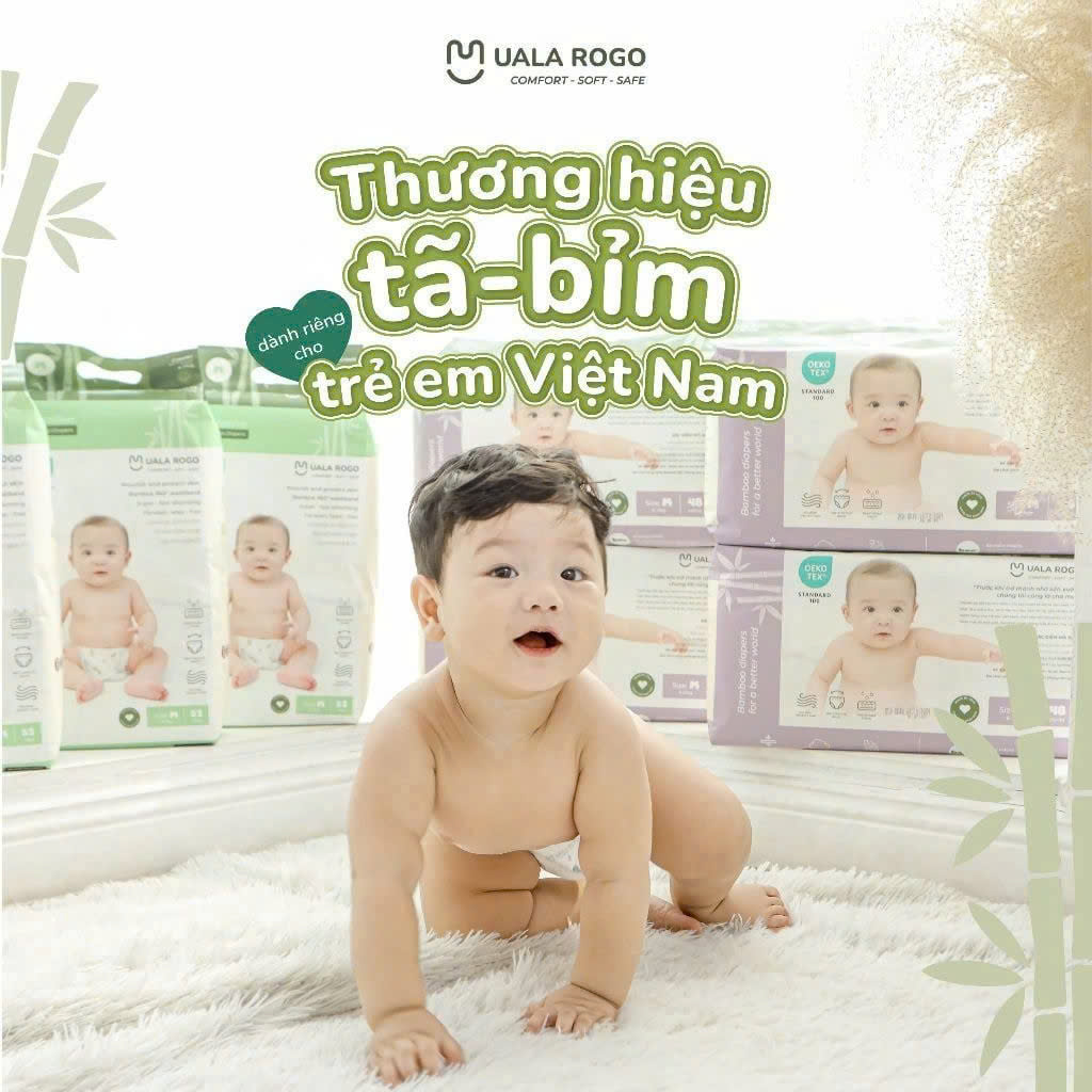 [Tặng quà] Tã bỉm UalaRogo sợi tre cao cấp mềm mại, size Newborn 60 miếng